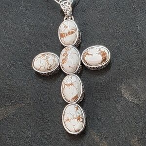 White Horse Silver Cross Pendant